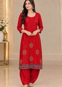 Red Embellished Kurta and salwar