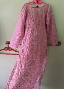 Pink Zigzag Print Kurta