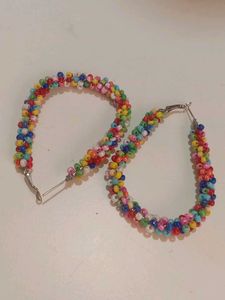 Colorful Beaded Hoop Earrings