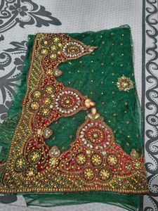 Ravishing Heavy Green Net Saree