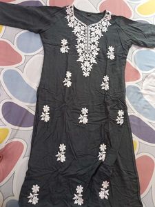 Embroidered Grey Kurta