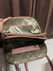 Baby Pink Leather backpack cum handbag