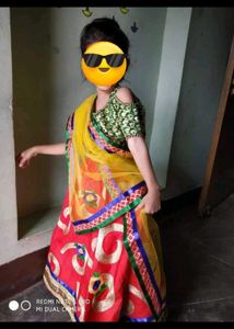 6-8 years girls Red & Green Lehenga Choli Set