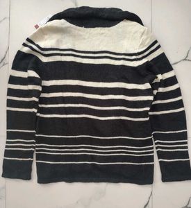 Striped Cardigan with Scarf