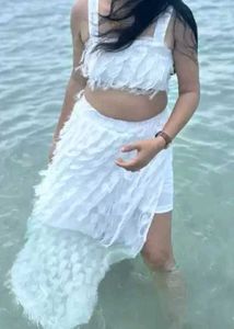 White Fringe Two-Piece Set