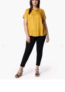 Mustard Yellow Short Sleeve Button-Up Shirt