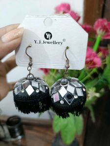 Y.J. Jewellery Black Mirror Ball Earrings