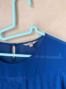 Chic Blue Layered Sheer Sleeve Top