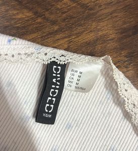 H&amp;M Floral Lace Trim Top