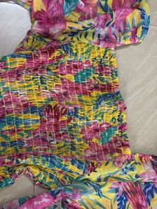 Smocked Floral Print Crop Top