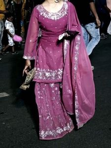 Elegant Pink Sharara Set with Dupatta