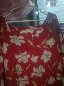 Red Floral Print short kurti