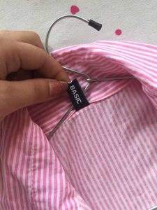 Trendy Pink Striped Button-Up Shirt