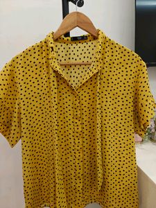 Mango Tie Up Collar Top
