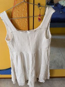 White Crochet Detail Sleeveless Dress