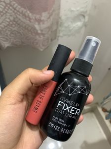 Combo Of Makeup Fixer Spray And Lipstick