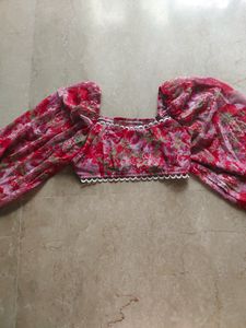 New Charming Cute Red Printed Crop Top