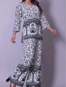 Stylish Black & White Kurta Set