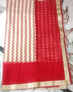 Red &amp; Cream cotton silk Saree
