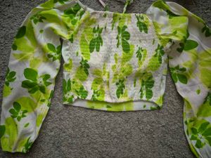 Green Floral Crop Top