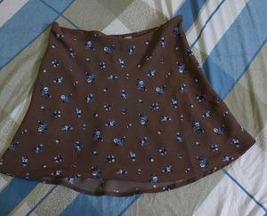 Brown Floral Mini Skirt