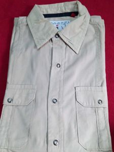 Men's Casual Beige Shirt chest pockets
