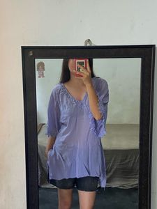 Bohemian Lavender Lace Trim Tunic