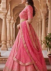 Pink Embroidered Lehenga Choli Set