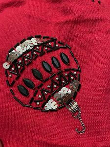 Vintage Festive Embellished Red Cardigan