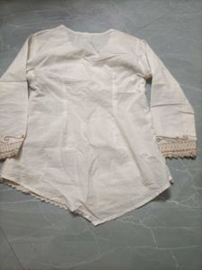 Embroidered Kurta with Lace Trim