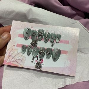 Navratri Steampunk Press-On Nails with Charms