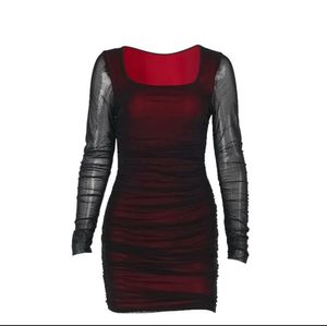 Maroon Colorblock Bodycon Dress