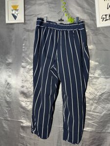 Zara Navy Striped Wide Leg Pants