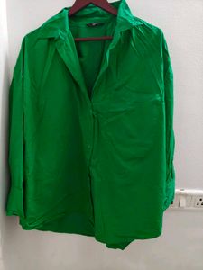 Oversized Green Button-Down Shirt