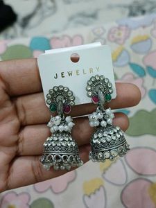 Oxidised Jhumka Earrings