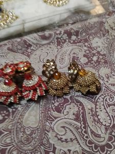 2 colour available Stunning Red &amp; White Jhumka Ear