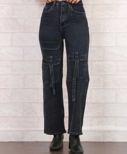 Stylish Dark Wash Cargo Jeans
