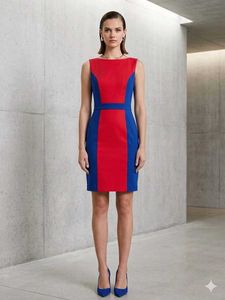 Stylish Blue & Pink Color Block Dress