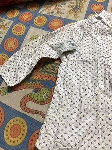 Nice White Skart With Whte Printed Top