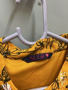 Yellow Floral Puff Sleeve Dress