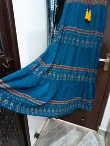 Festives Embroidered Teal Midi Dress
