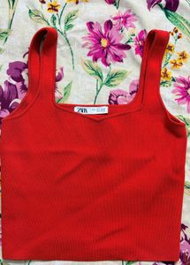 Chic Red Zara Cropped Top