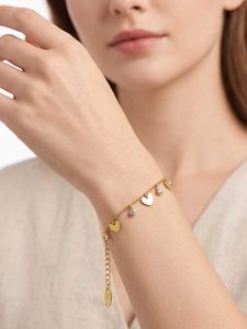 Gold Heart Charm Bracelet