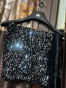 Black Sequin Blouse Piece Unstitched