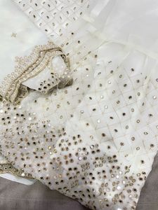 Elegant White Mirror Work Kurta Set