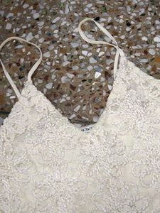 Zara Cream Textured Lace Top