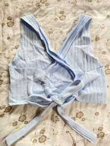 Light Blue Ribbed Crop Top