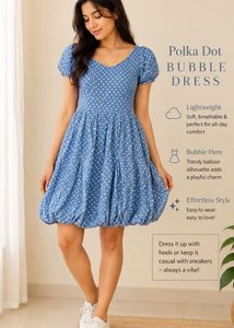 Cute Blue Polka Dot Dress