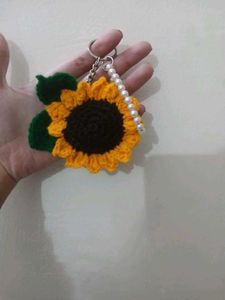 2 Sunflower Crochet Keychain