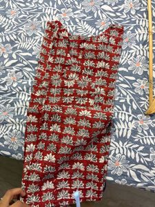 fabindia Red Lotus Print Kurta